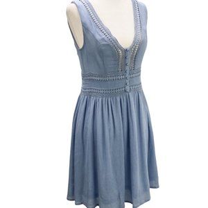 Chelsea & Violet Blue Cut Out Embroidered Dress; S